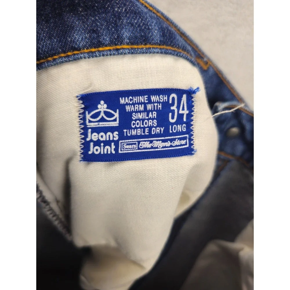 Men's Vintage 70's Sears Jean Joint Flared Bootcut Denim Blue Jeans 32x29 Hemmed